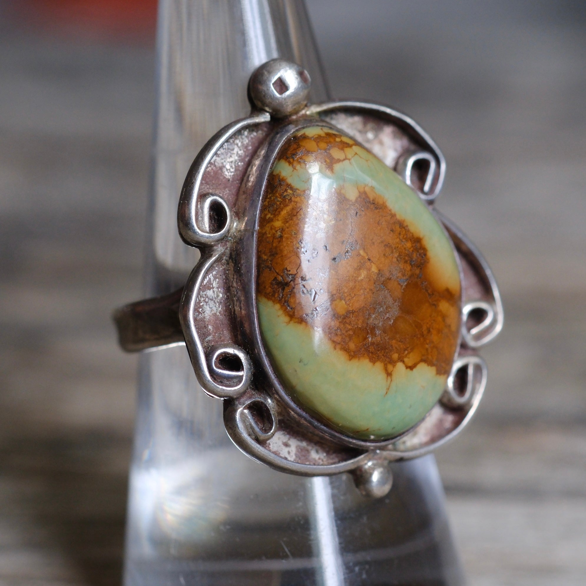Vintage Sterling Turquoise Ring 7.75