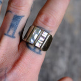 Vintage Sterling Abalone Inlay Striper Ring 9.5