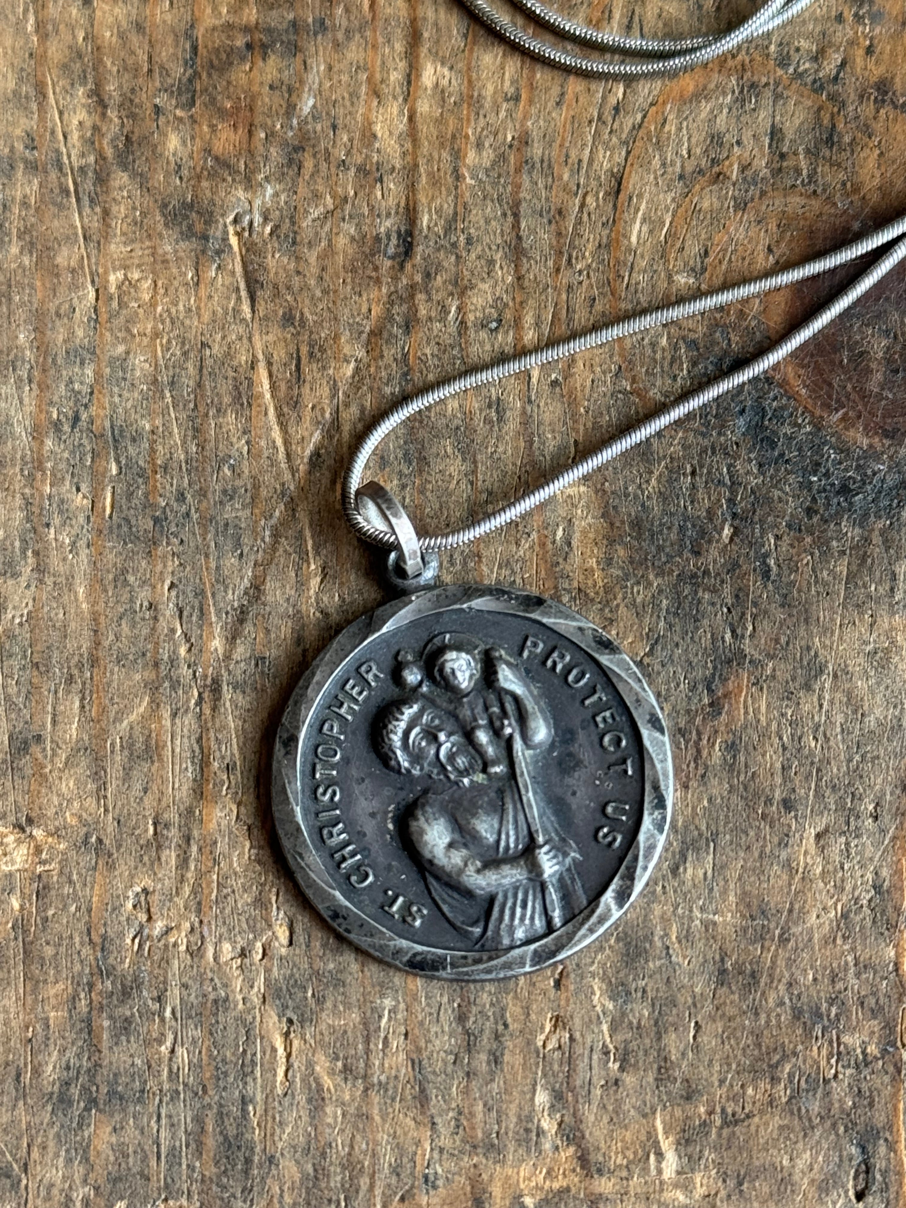Vintage Sterling Silver St. Christopher Necklace