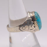 Vintage Sterling Turquoise Stamped Band Ring 8.25