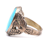 Vintage Sterling Turquoise Thunderbird Ring 11.5