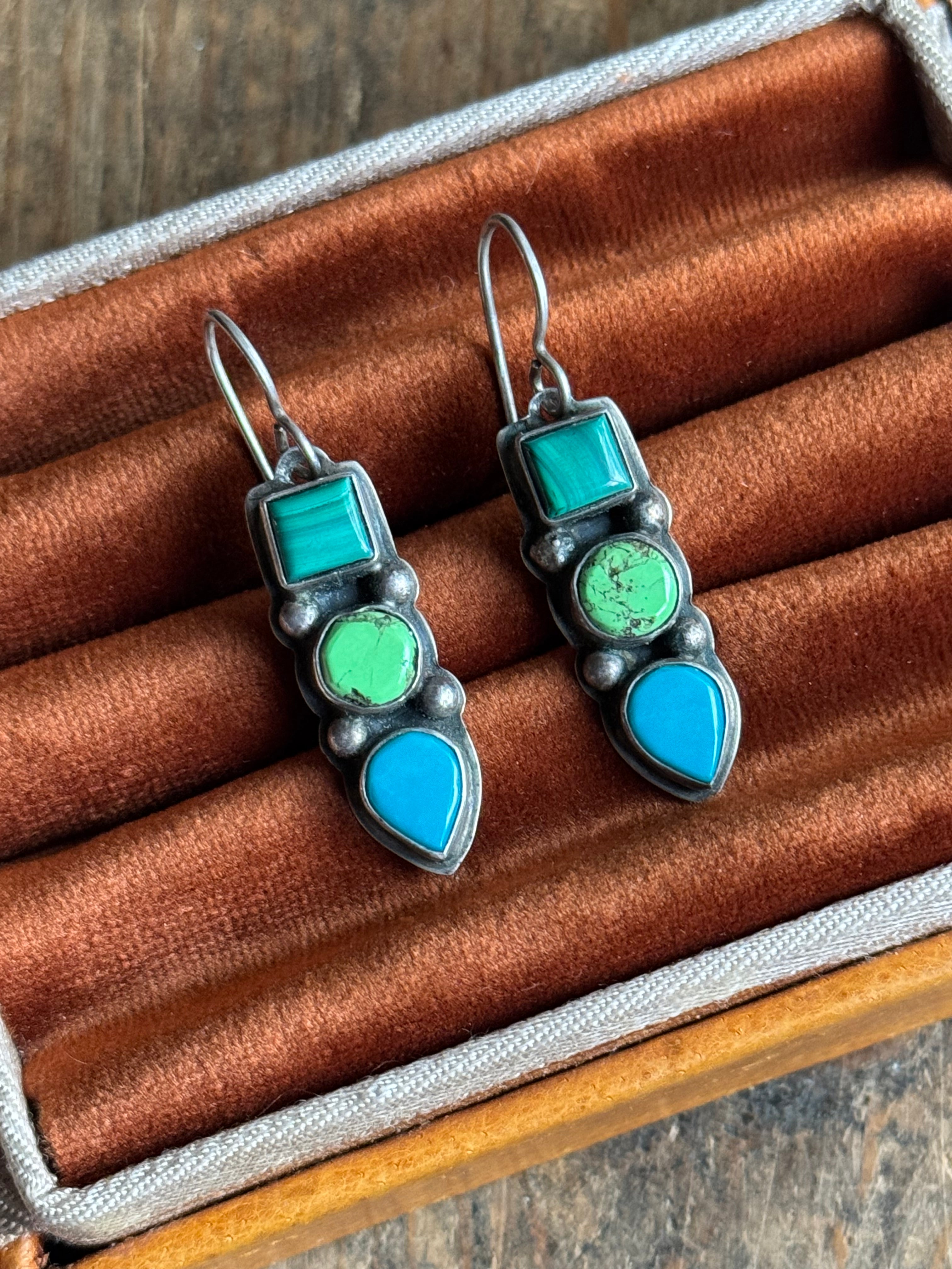 Vintage Sterling Silver Multistone Earrings