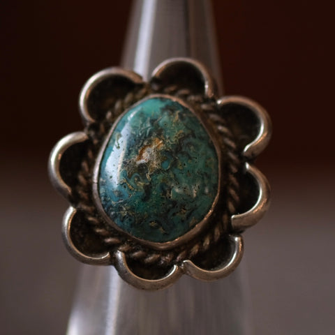 Vintage Sterling Turquoise Ring 4.25