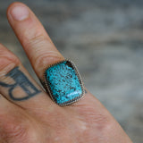 Vintage Sterling Turquoise Stamped Band Ring 7.25