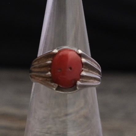Vintage Sterling Coral Ring 6