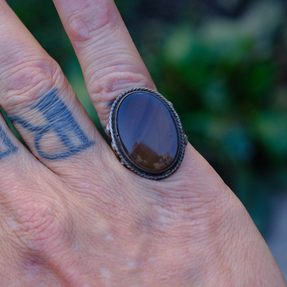 Vintage Sterling Jasper Ring 5.75