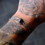 Vintage Sterling Hematite Cuff Bracelet 6.25"