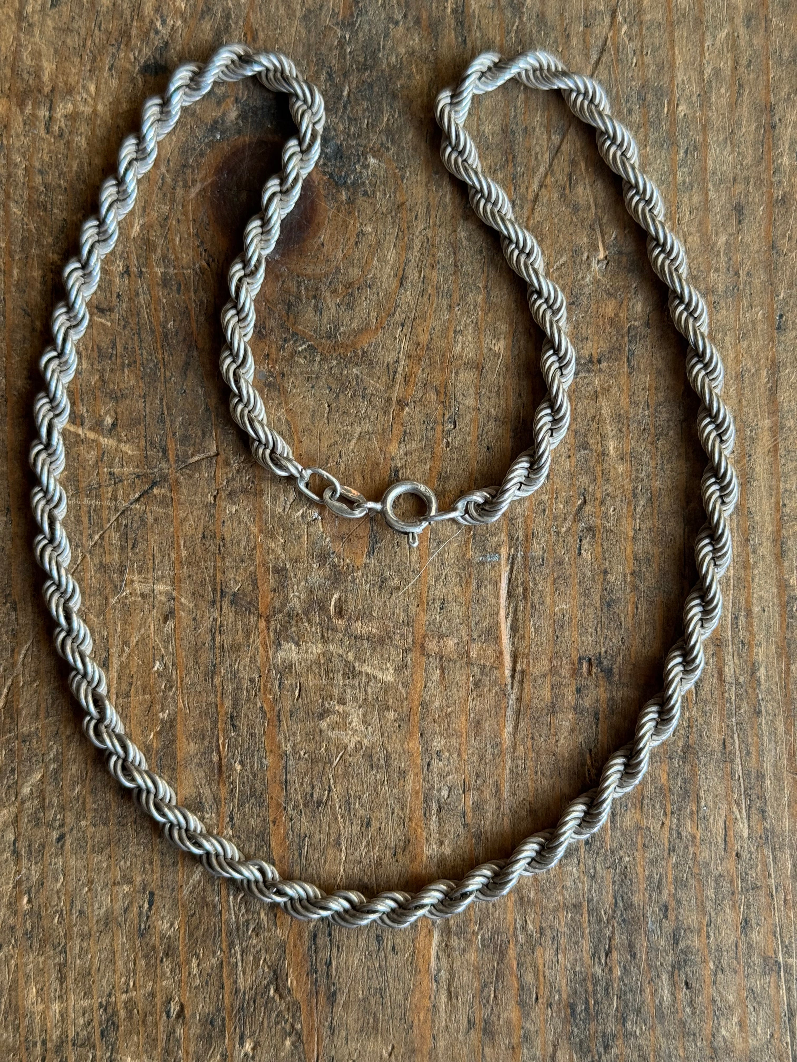 Vintage Sterling Silver 16” Rope Chain