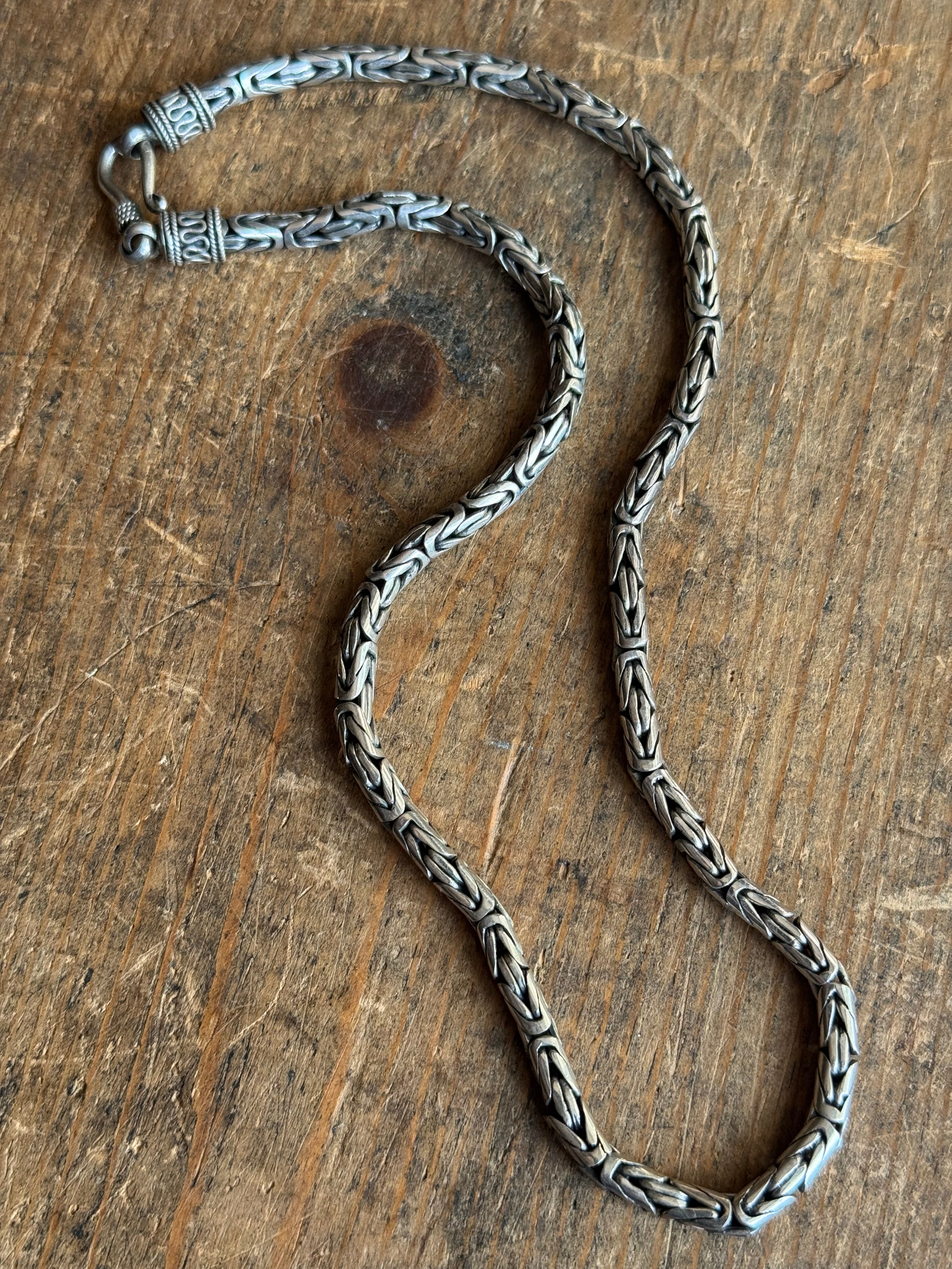 Vintage Sterling Silver 18” Chunky Byzantine Chain