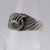 Vintage Sterling Turquoise Bear Paw Band 5.75