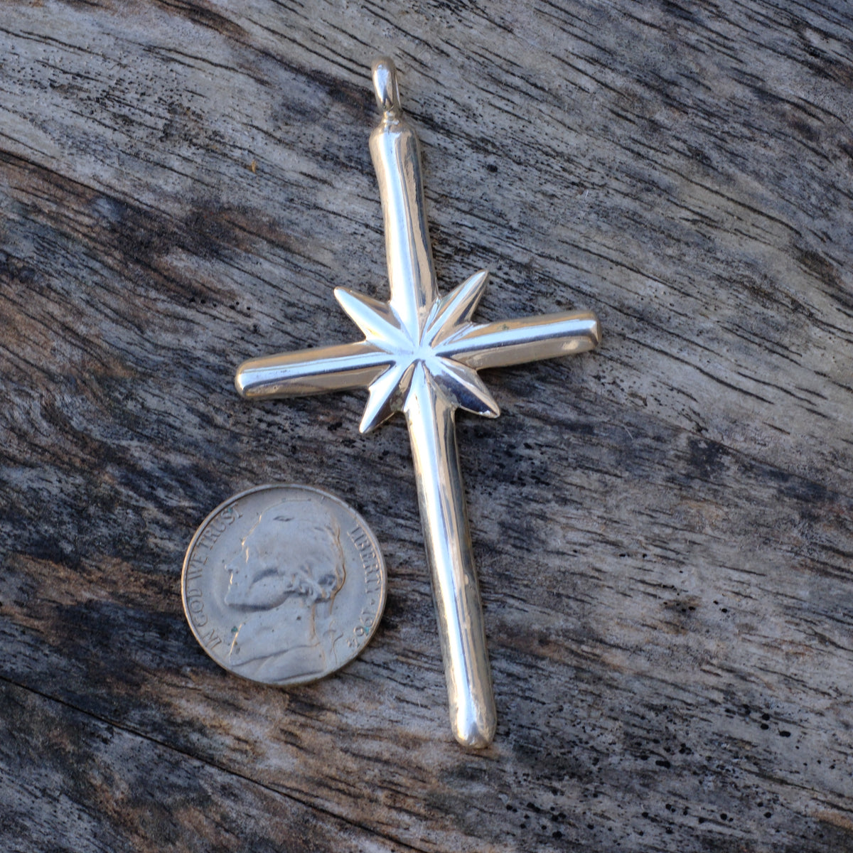 Vintage Sterling Silver Sand Cast Cross Pendant