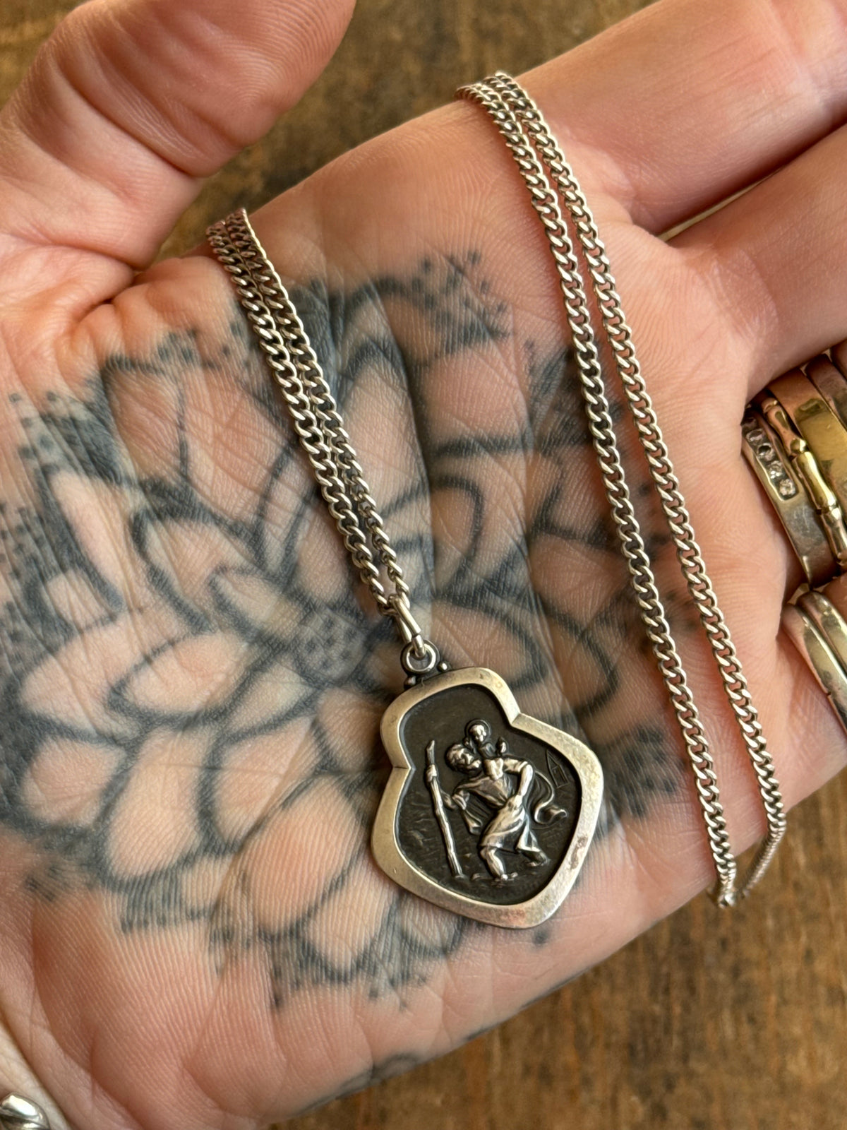 Vintage Sterling Silver St. Christopher Necklace