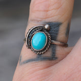 Vintage Sterling Turquoise Feather Ring 5