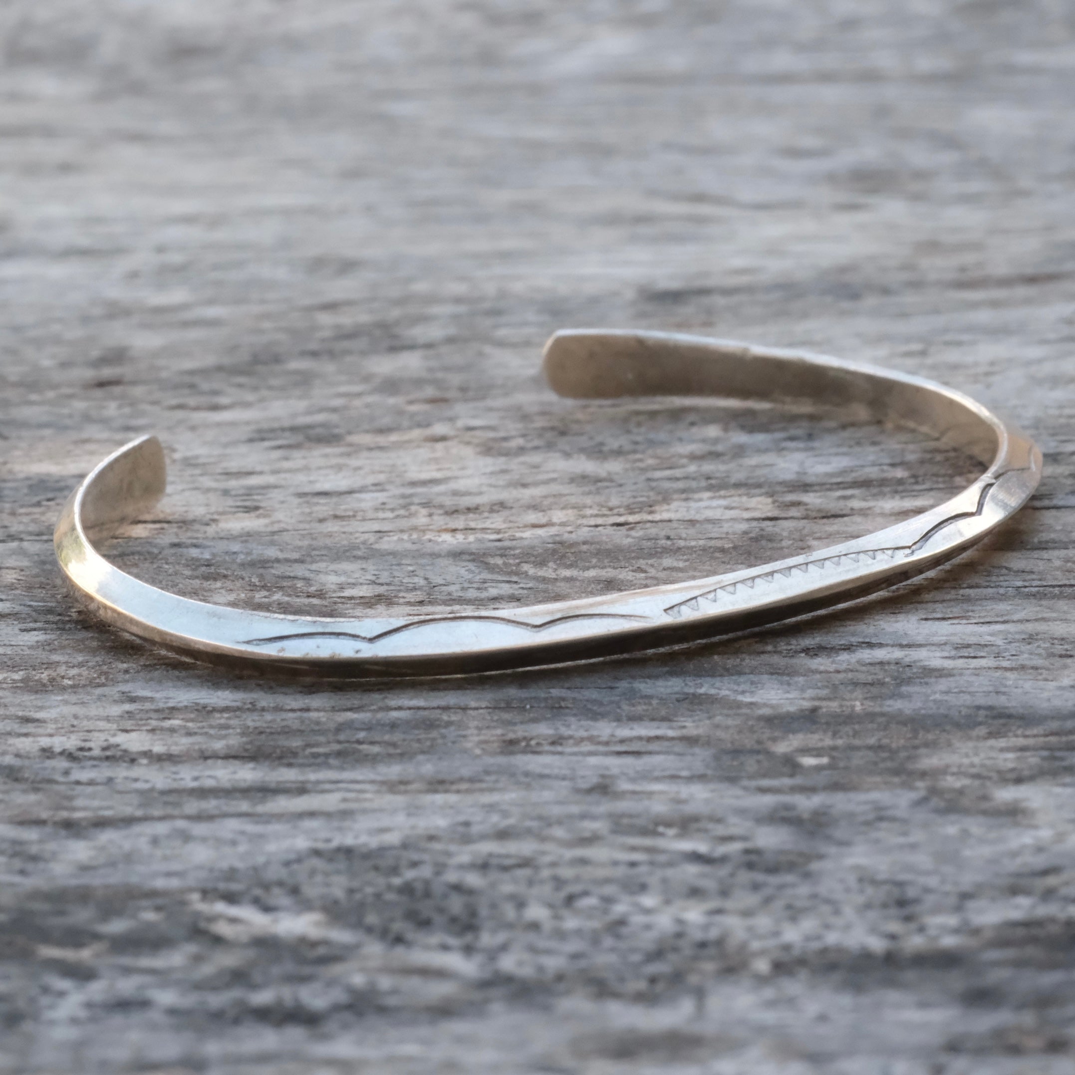 Vintage Sterling Stamped Triangle Cuff Bracelet