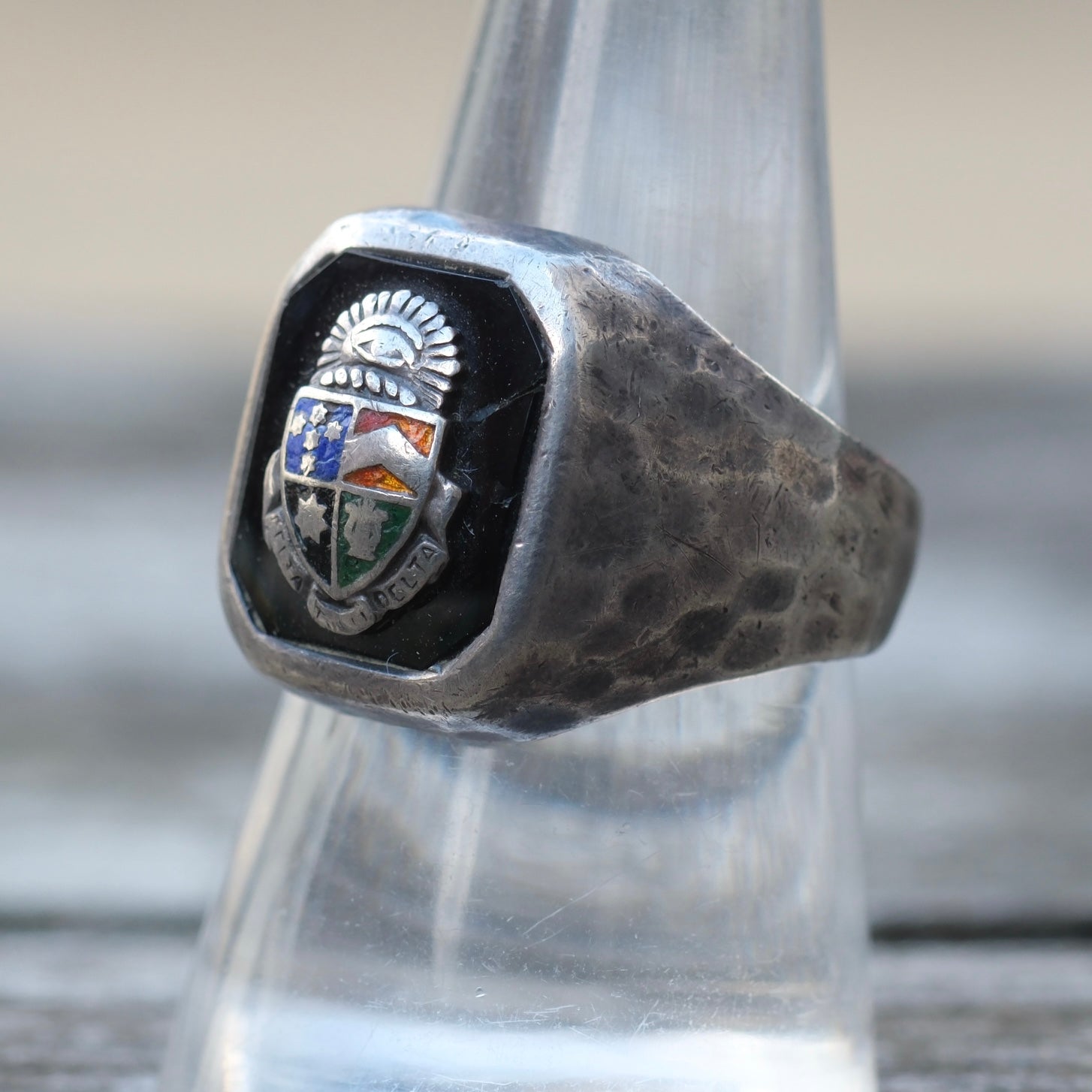 Vintage Sterling Crest Signet Ring 8.75