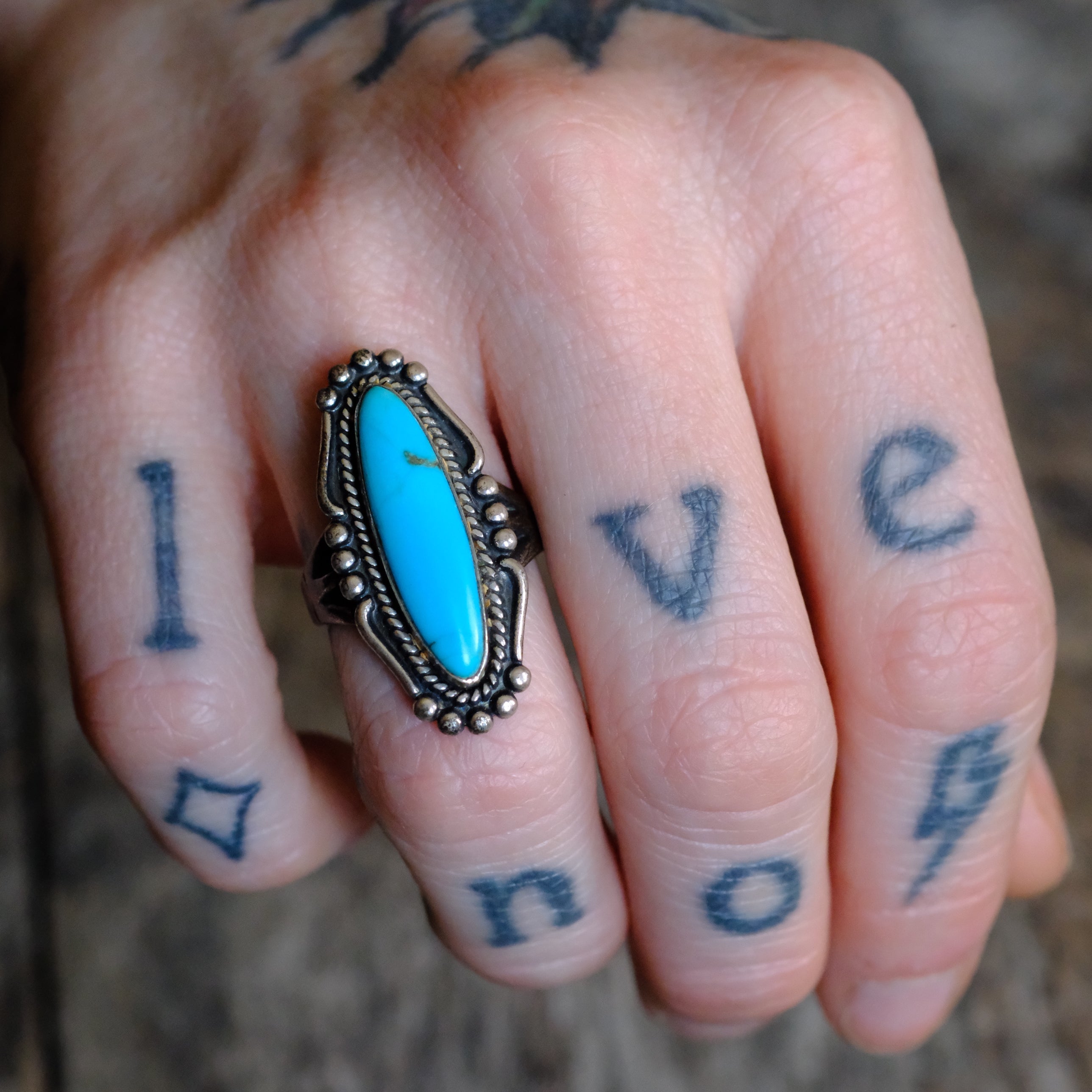 Vintage Sterling Turquoise Ring 6.25
