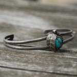Vintage STerling Turquoise Feather Cuff