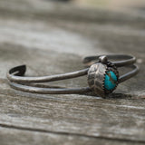 Vintage STerling Turquoise Feather Cuff