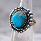 Vintage Sterling Turquoise Roper Ring 4
