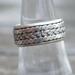 Vintage Sterling Silver Braided Spinner Band 8