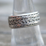 Vintage Sterling Silver Braided Spinner Band 8