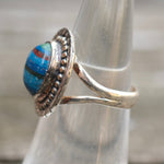 Vintage Sterling Rainbow Calsilica Ring 5.5