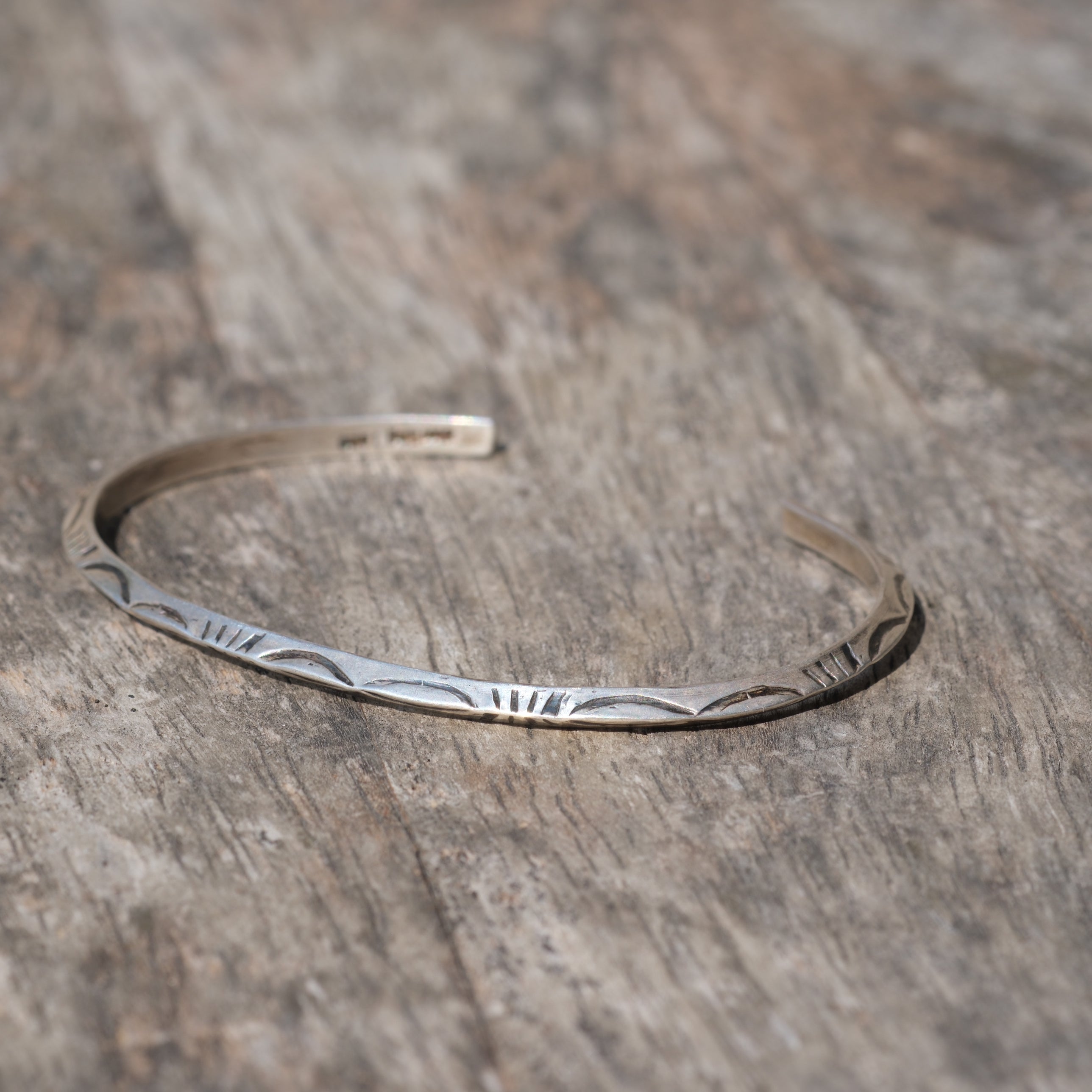 Vintage Sterling Silver Stamped Triangle Cuff