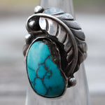 Vintage Sterling Turquoise Feather Ring 4