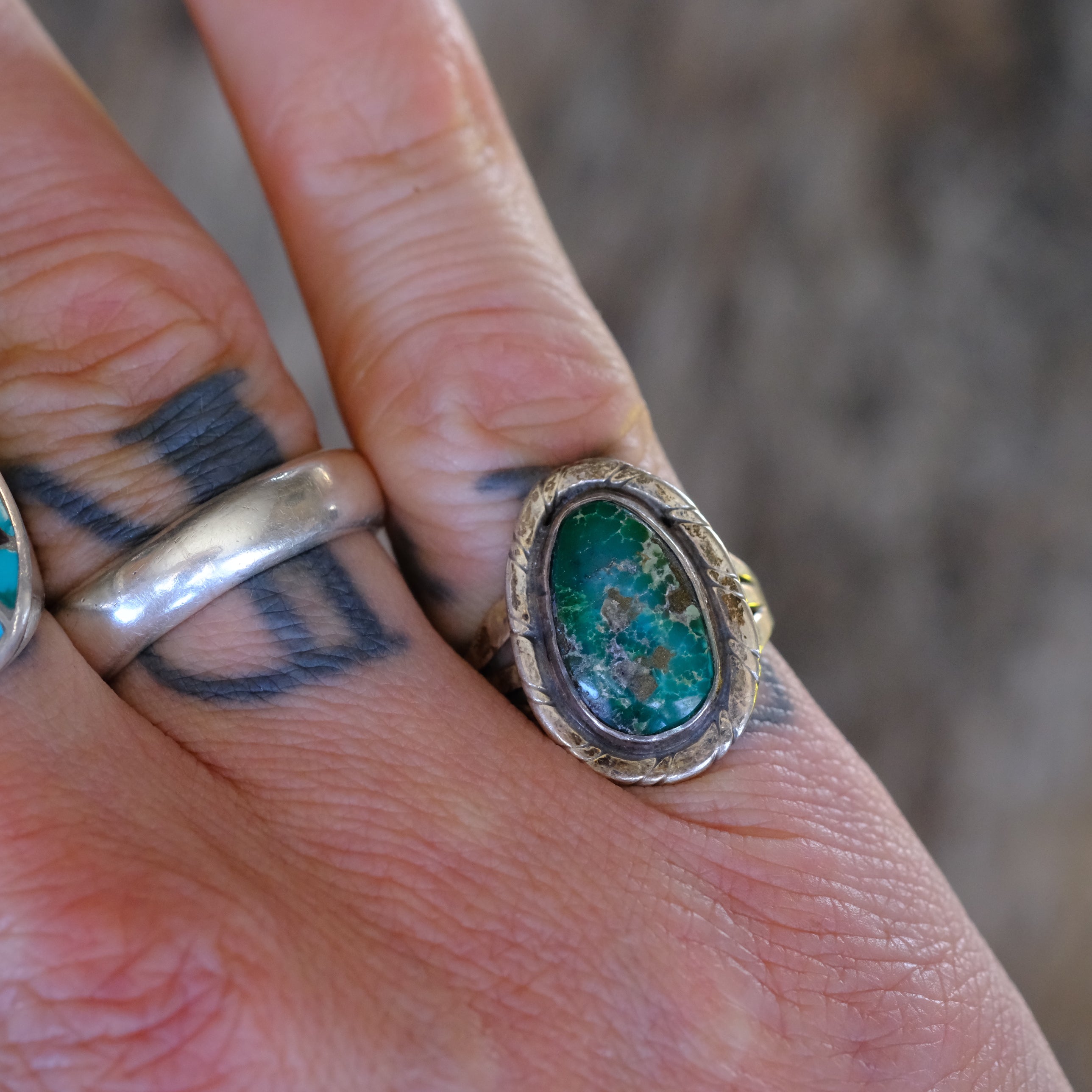 Vintage Sterling Turquoise Ring 6.5