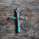 Vintage Sterling 7-Stone Turquoise Cross Necklace