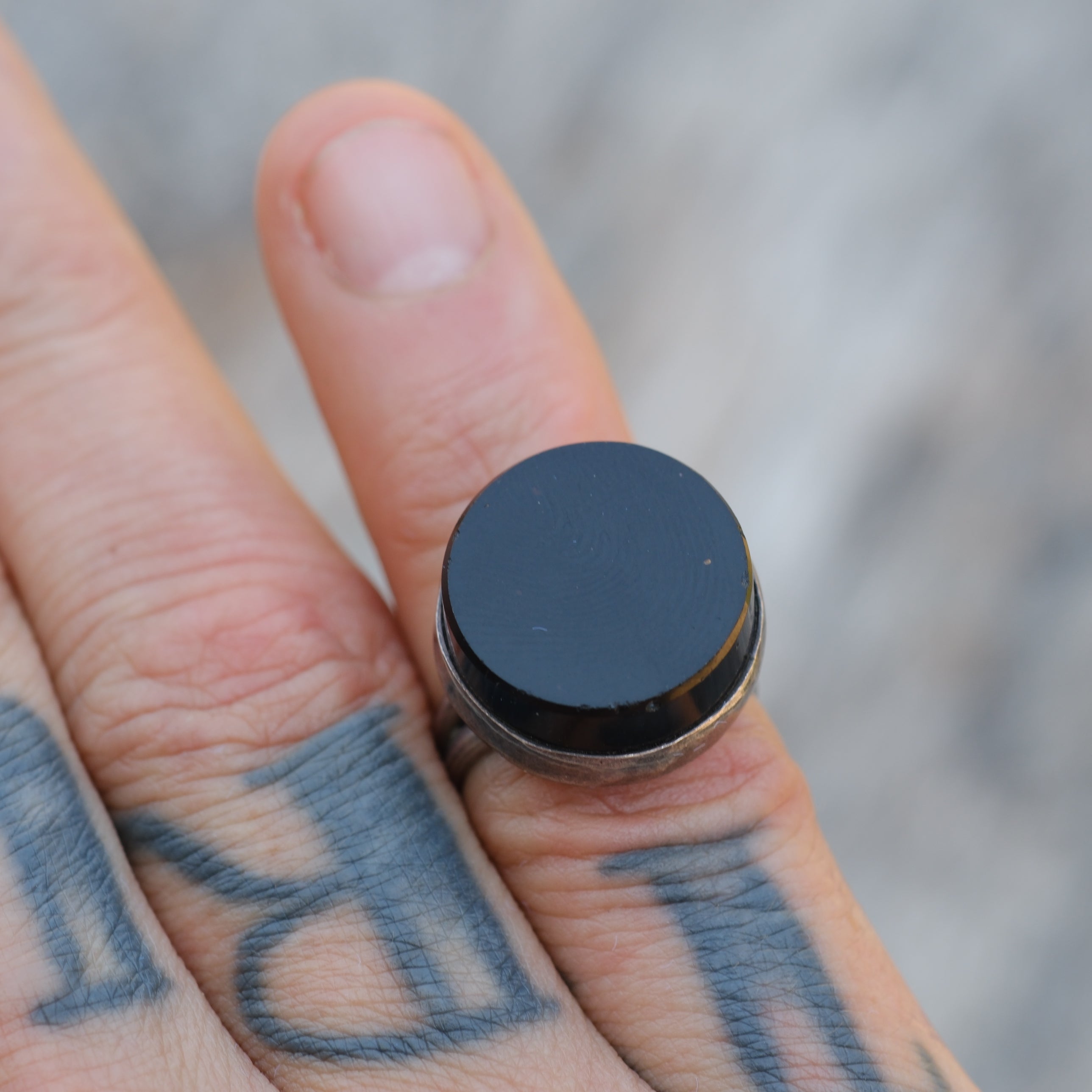 Vintage Sterling Onyx Ring 5