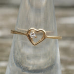 Vintage 14K Gold Diamond Heart Ring 6.25