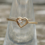 Vintage 14K Gold Diamond Heart Ring 6.25