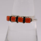 Vintage Sterling Coral Band Ring 8