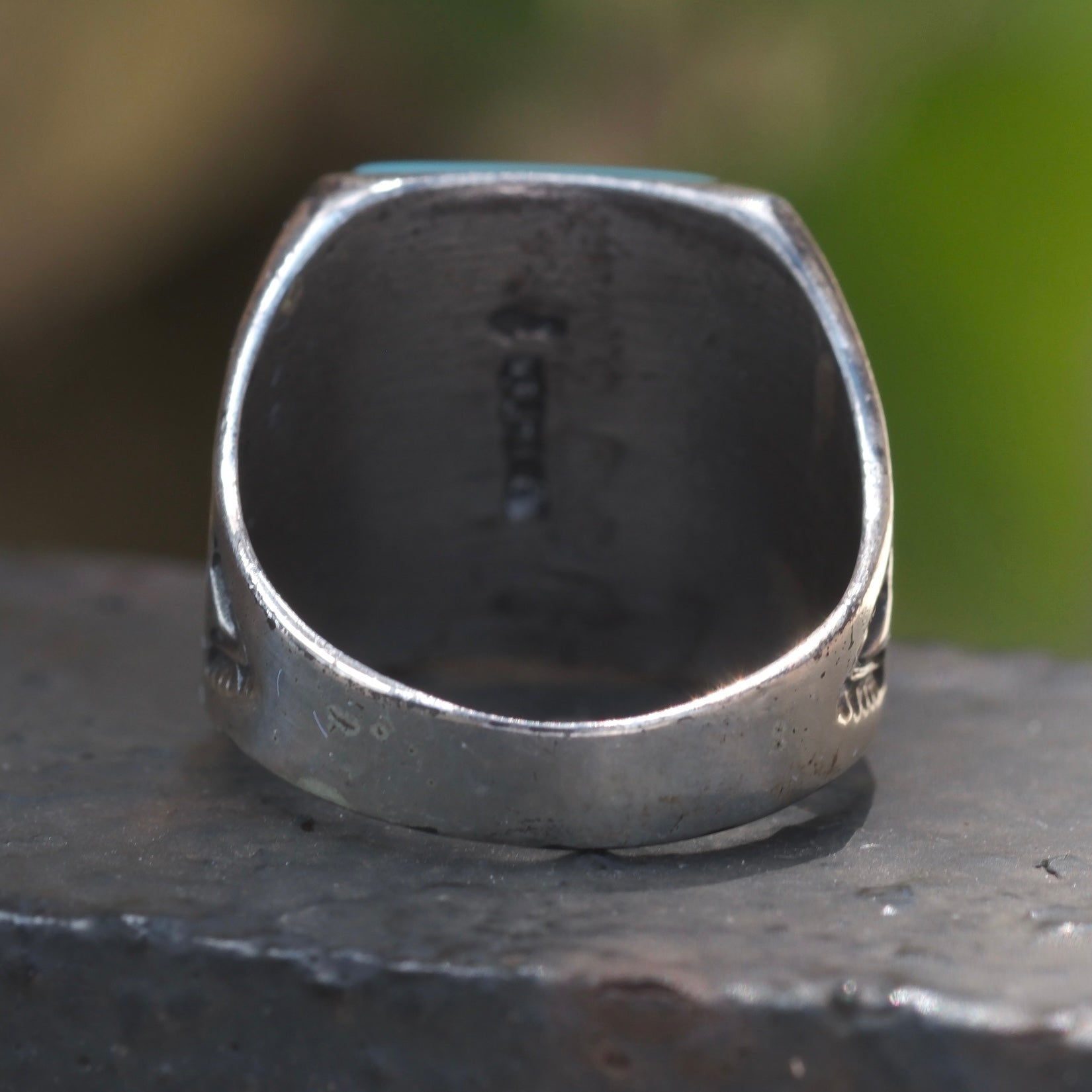 Vintage Sterling Turquoise Stamped Band Ring 8