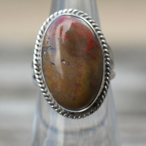 Vintage Sterling Jasper Roper Ring 6