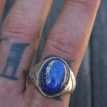 Vintage Sterling Lapis Cabochon Ring 13.75