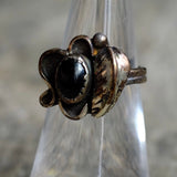 Vintage Sterling Onyx Feather Ring 5