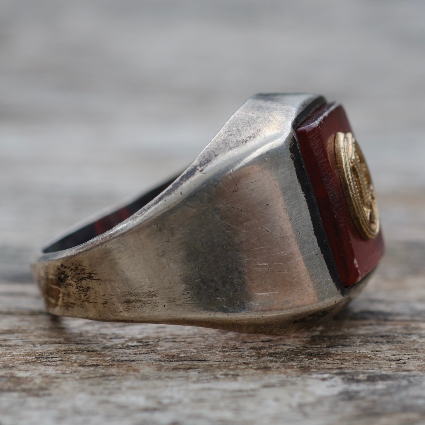 Vintage Sterling O Initial Signet Ring 8