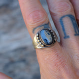 Vintage Sterling Hematite Stamped Cigar Band Ring 10