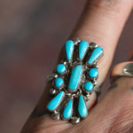 Vintage Sterling Turquoise Cluster Ring 6