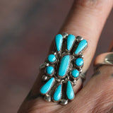 Vintage Sterling Turquoise Cluster Ring 6