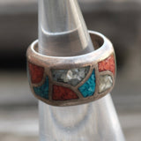 Vintage Sterling Multistone Inlay Band 4.5