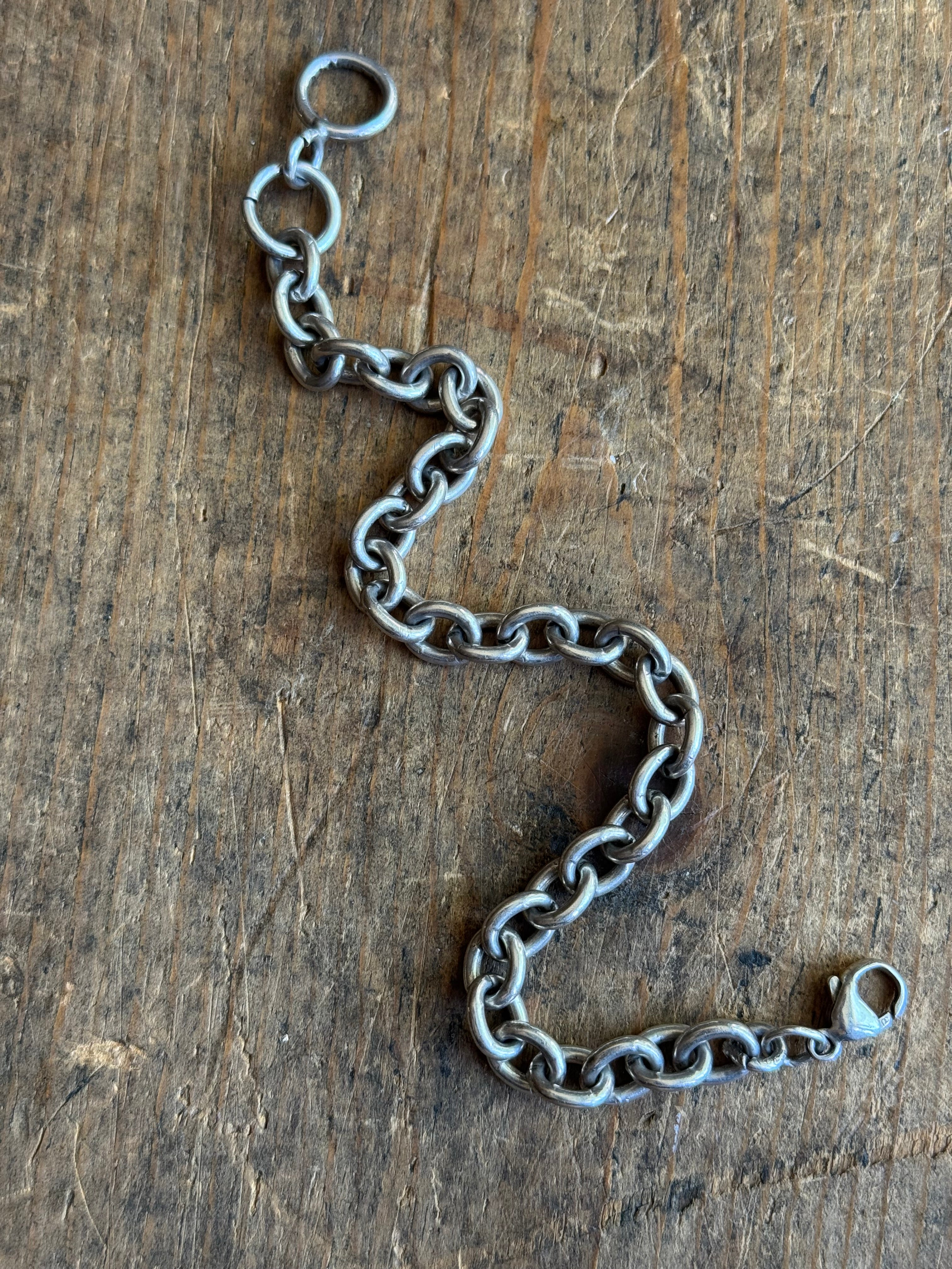 Vintage Sterling Silver Oval Cable Chain Bracelet 9"