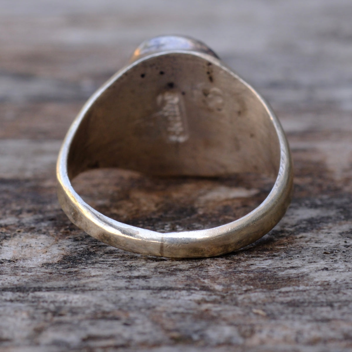 Vintage Sterling Onyx Stamped Band Ring 8.75