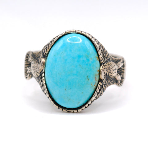 Vintage Sterling Turquoise Eagle Ring 13