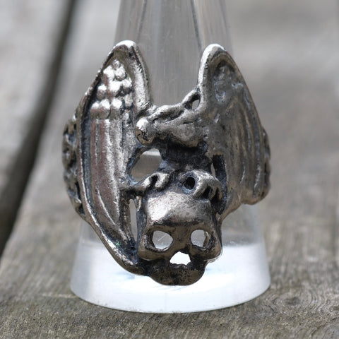 Vintage White Bronze Biker Ring 11