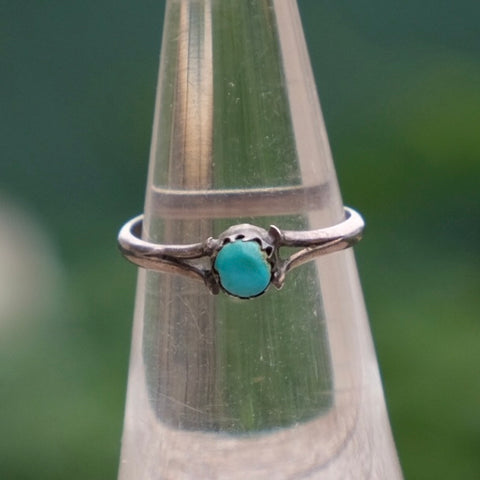 Vintage Sterling Turquoise Stacker Ring 5.5