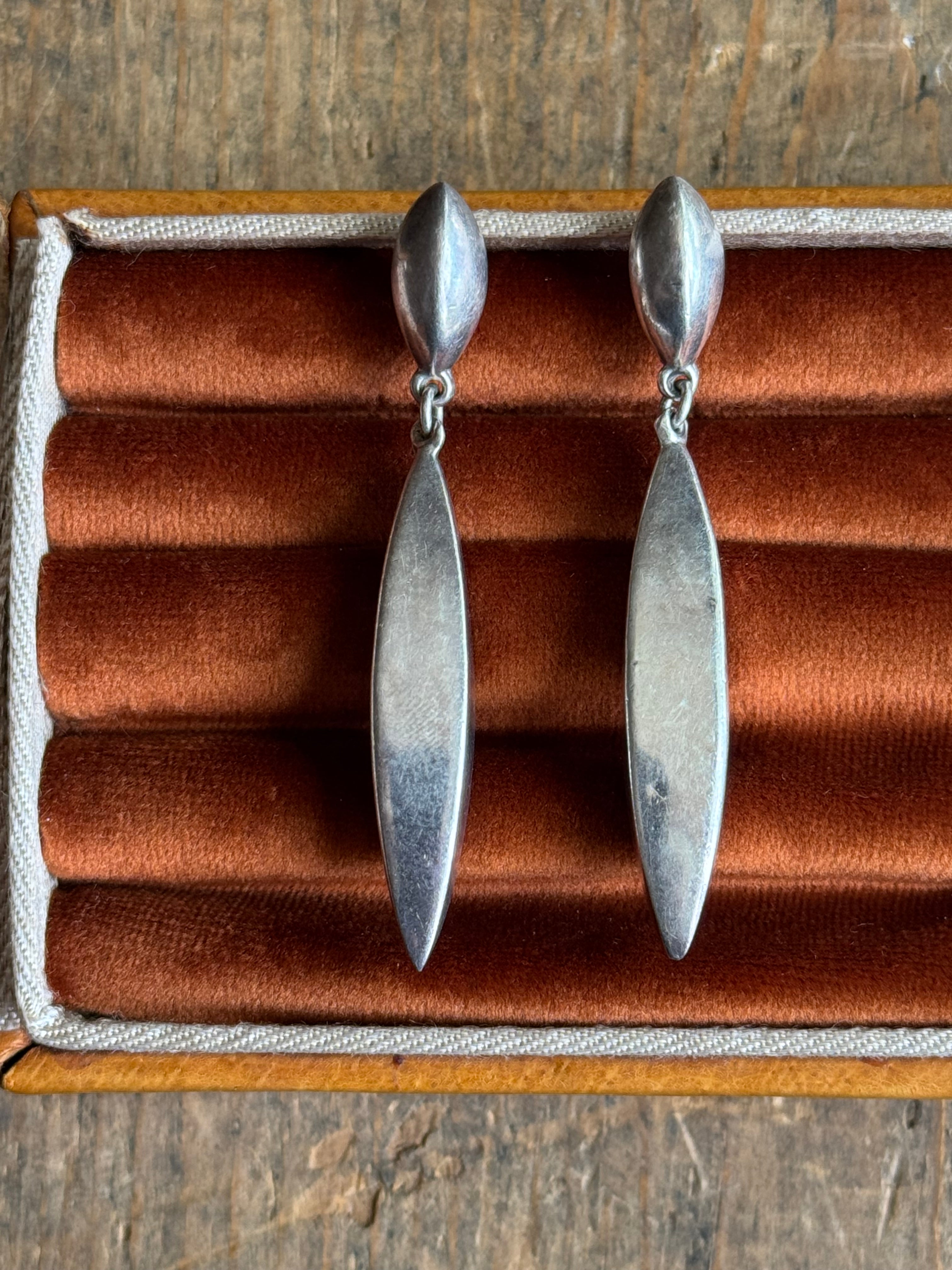 Vintage Sterling Silver Modernist Pillar Earrings
