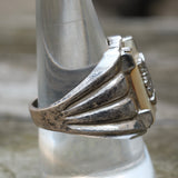Vintage Sterling FOE Mother Of Pearl Ring 9